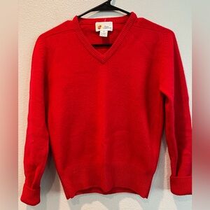 Vintage 80’s boys wool sweater . 100% Wool V-neck Sweater Youth size M.